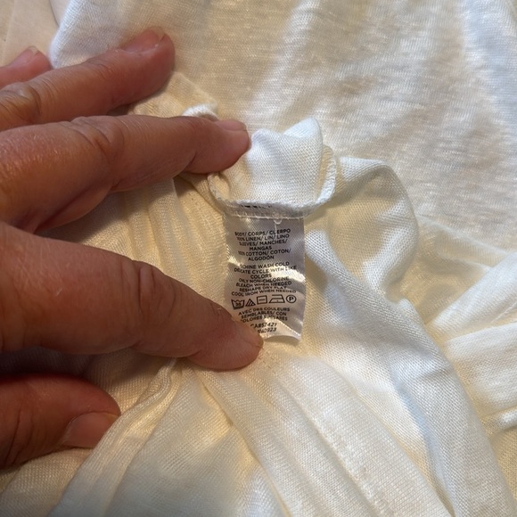 Ann Taylor LOFT White Linen Top Women's Flutter Short Sleeve Shirt XL - Picture 10 of 10